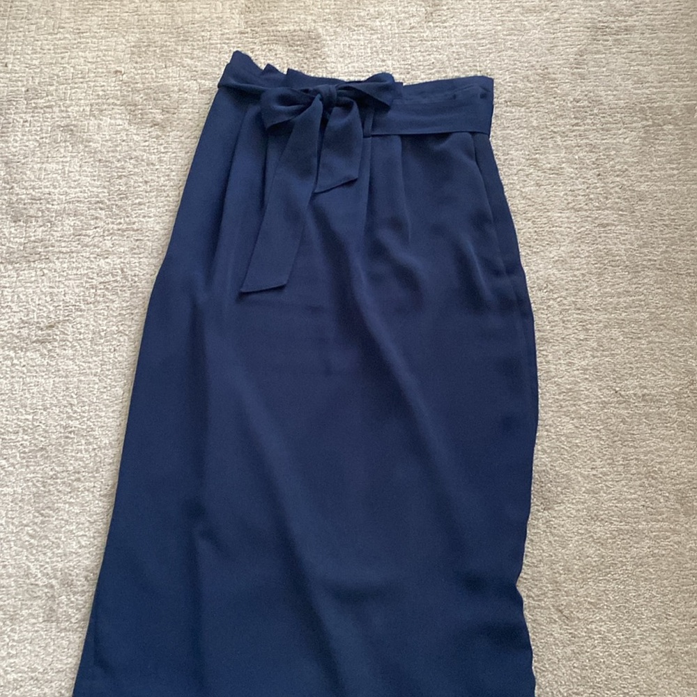 Boden Navy Paperbag Waist Skirt with Tie